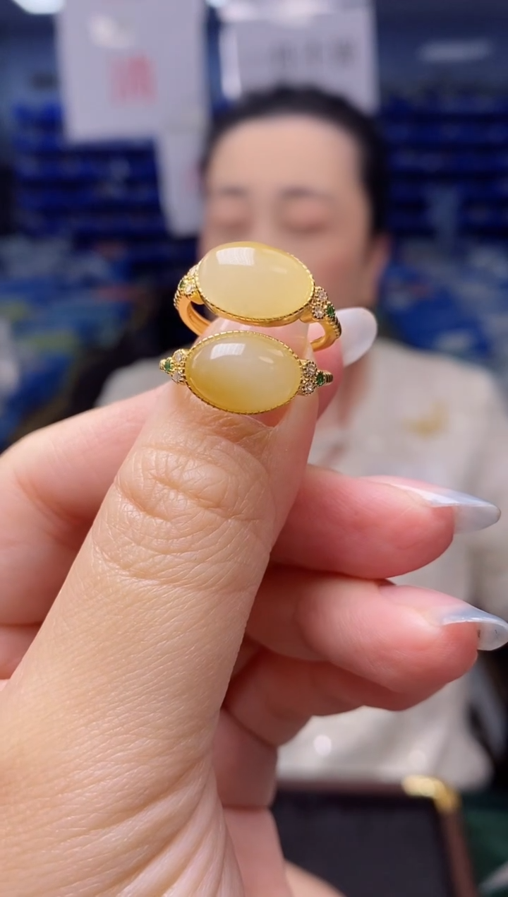 银S925镶嵌戒指和田玉多样性发货发其一 