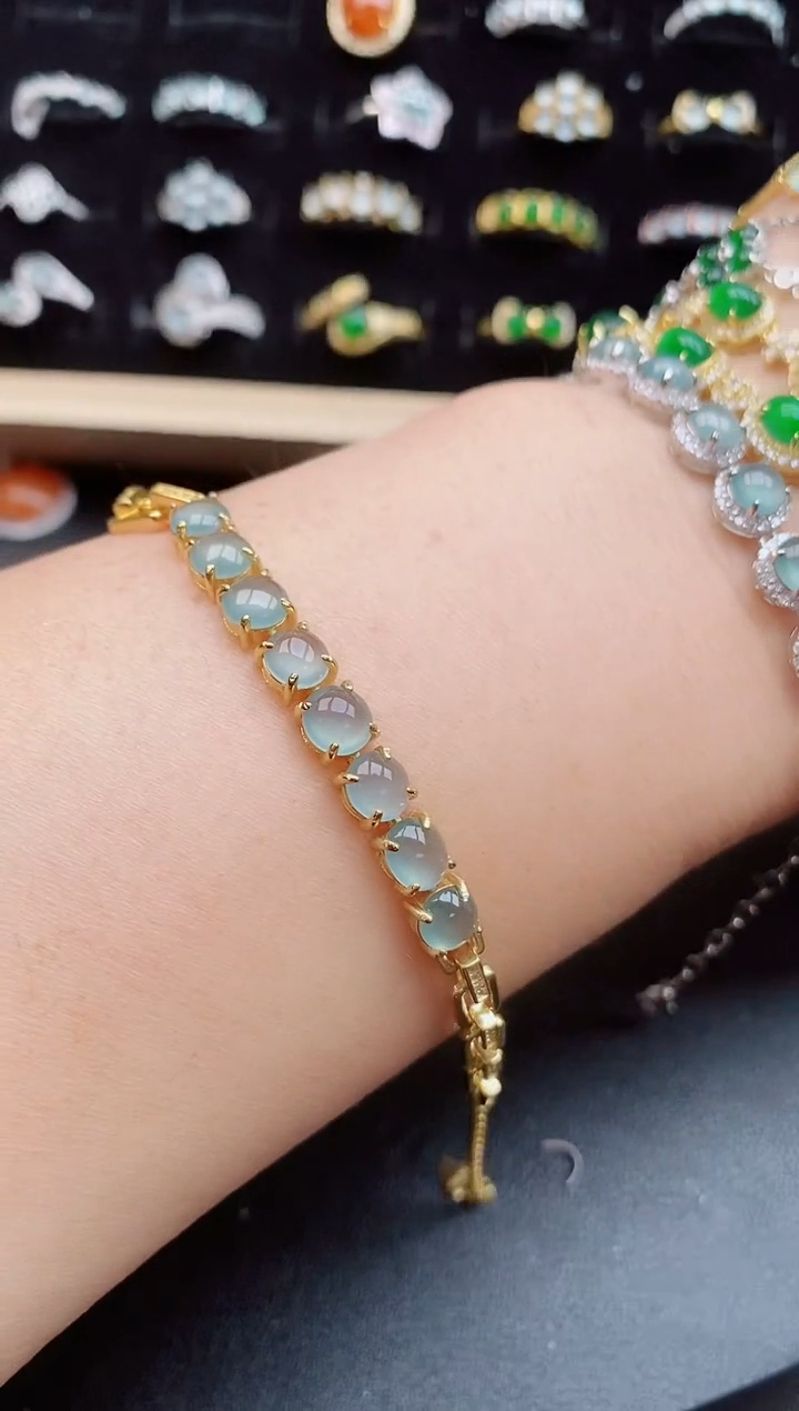 【闪购商品】翡翠手链银S925镶嵌585080