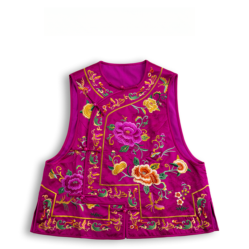 真丝显气色（满庭芳）重工刺绣25年秋款气质时尚马甲-60921