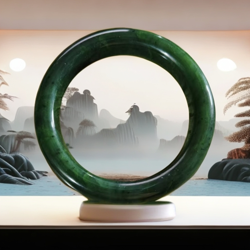 【刘总福利】和田玉未镶嵌多样性发其一菠菜绿手镯  456