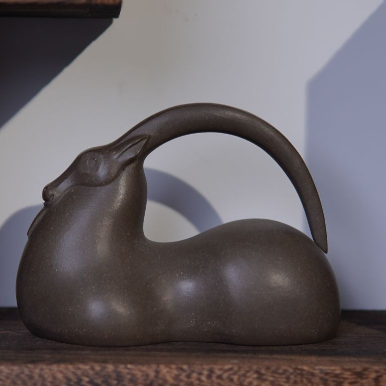 《林栖阁》紫砂天青泥艺术羊摆件 创意 高级感 茶宠手工摆件