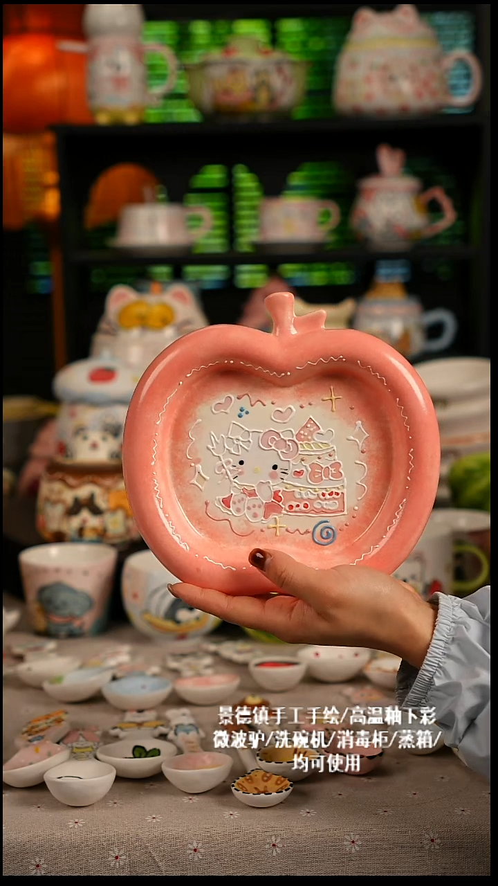 陶瓷无盖款景德镇高温釉下彩纯手绘创意瓷 