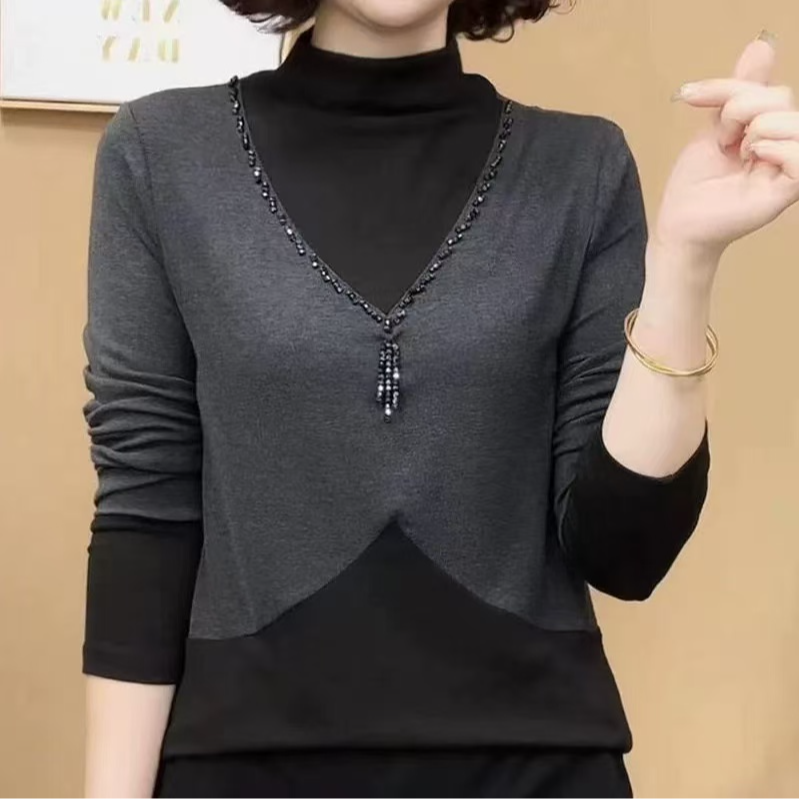 【桃姐宠粉】F438秋季时尚百搭气质长袖T恤上衣女妈妈装