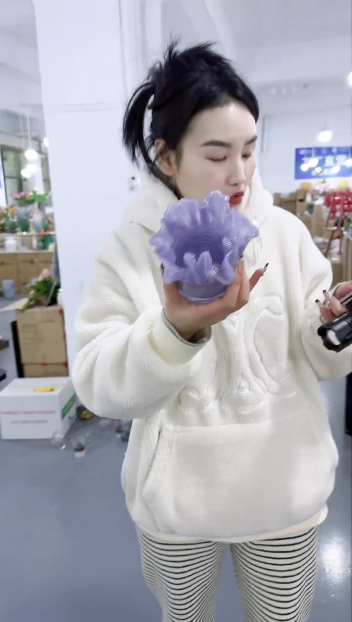 【闪购商品】无铅玻璃DD-紫色折纸烛台