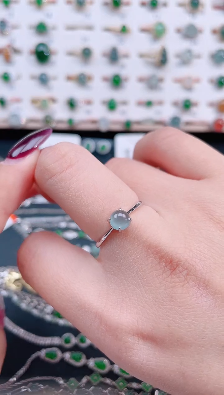 银S925镶嵌戒指翡翠天然翡翠