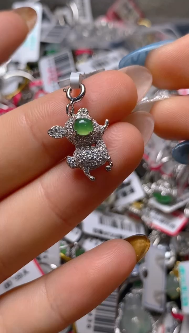 银S925镶嵌戒指翡翠百内无证书