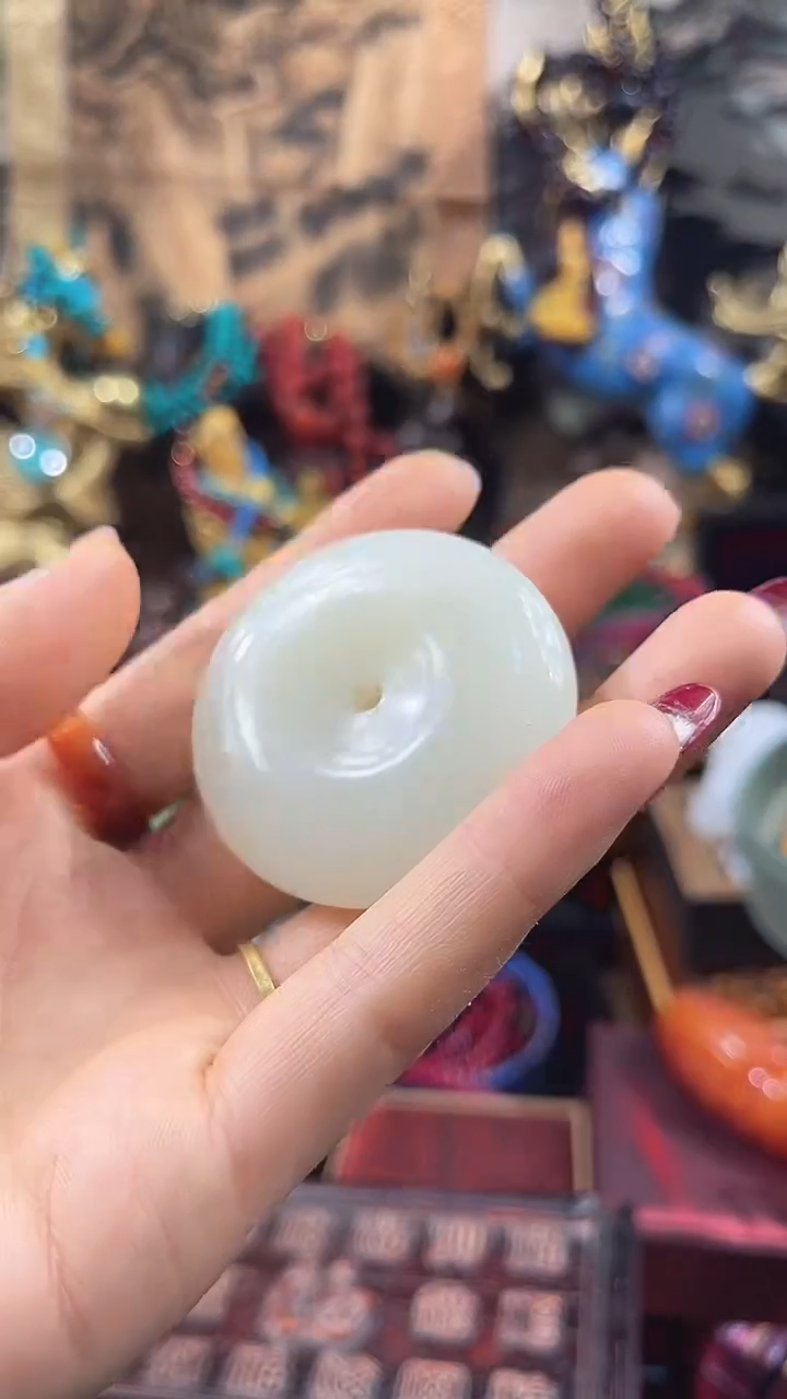 和田玉未镶嵌吊坠(不含链)花姐甄选白色平安扣