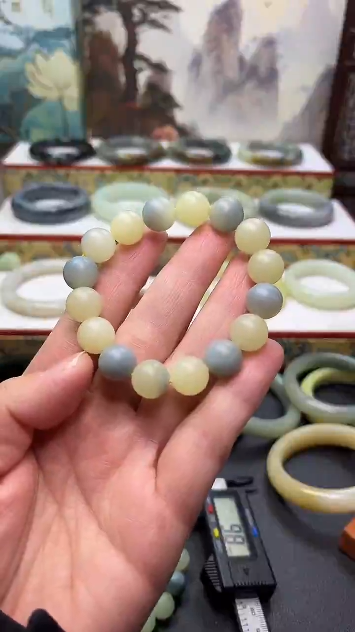 未镶嵌手链和田玉新疆若羌蓝皮黄口首创卡12