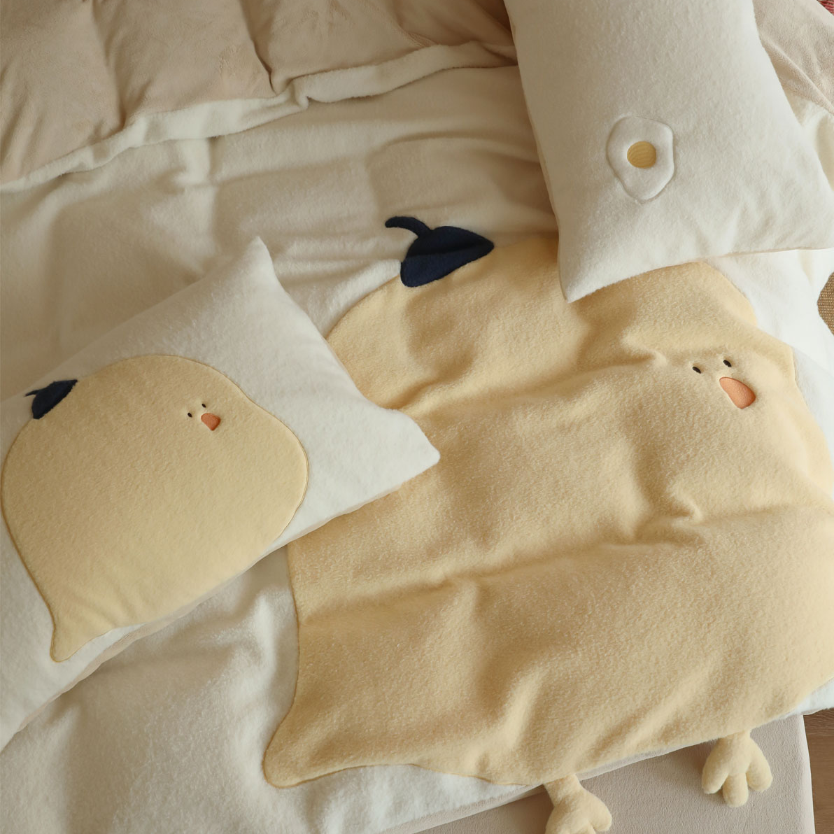 萌萌小鸡 牛奶绒刺绣四件套柔软加厚四件套保暖可爱床品套件