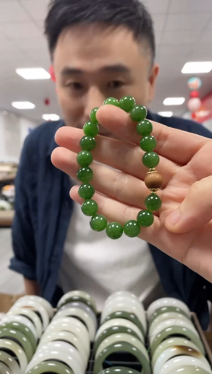 手链未镶嵌和田玉碧玉卡10手串一条