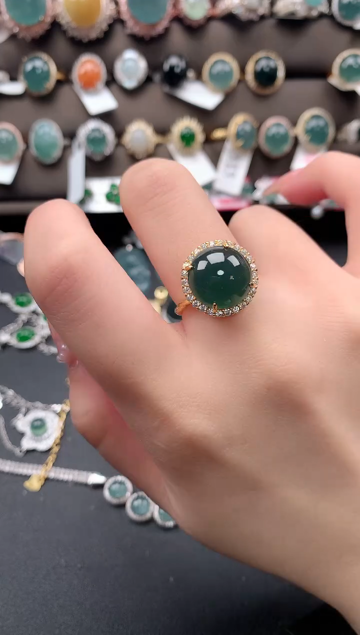 【闪购商品】翡翠戒指银S925镶嵌52141