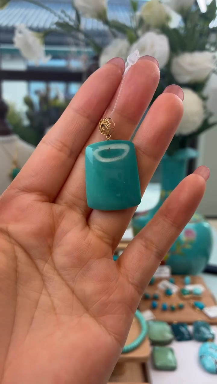 18K金镶嵌绿松石吊坠(不含链)1