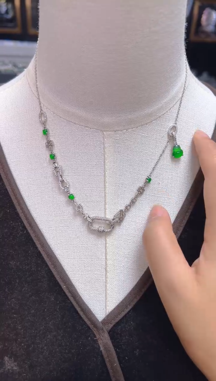 翡翠银S925镶嵌项链073（多样性发其一）