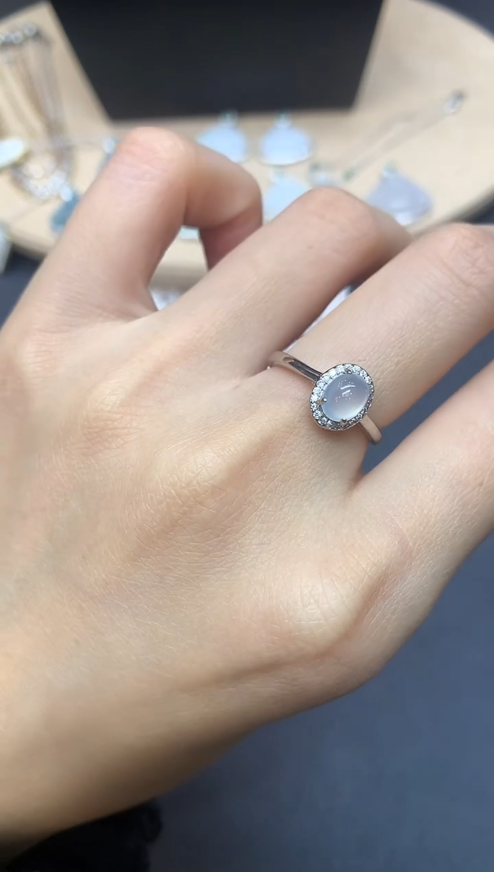 【闪购商品】翡翠戒指银S925镶嵌蛋面【无服务费】