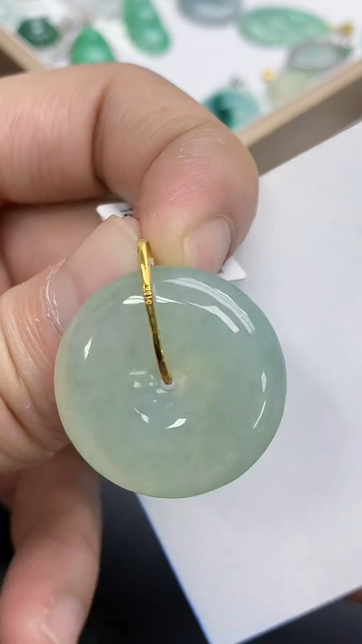 颈饰18K金镶嵌翡翠 天然缅甸A货百元以上9元证书费自理