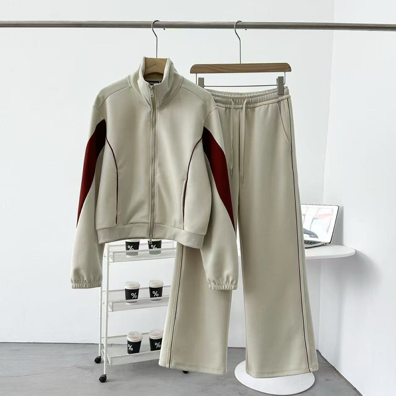 【fei】春秋薄款新款拼接拼色运动套装-FL21002