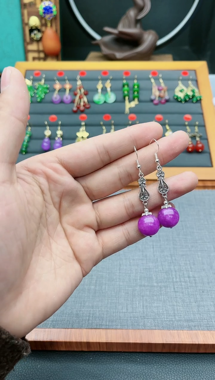 【闪购商品】玛瑙/玉髓耳钉银S925镶嵌709000