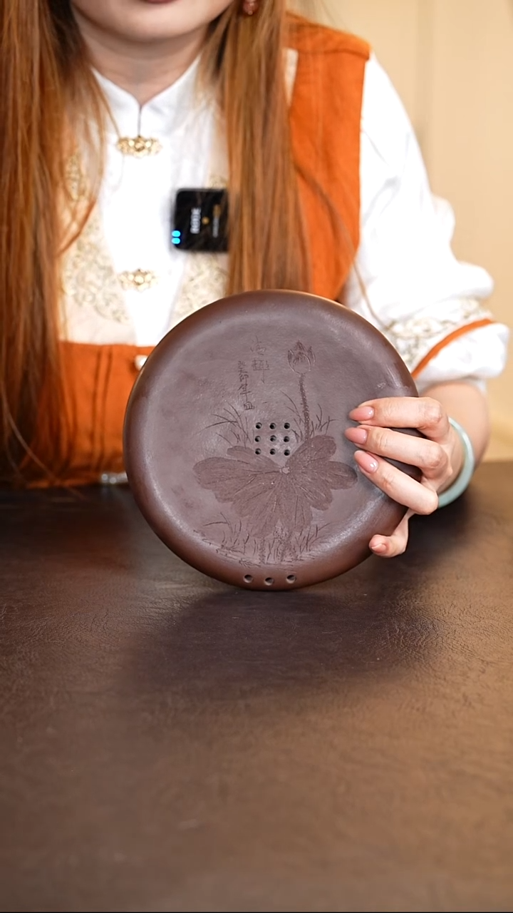 清趣莲花刻绘紫砂壶承干泡