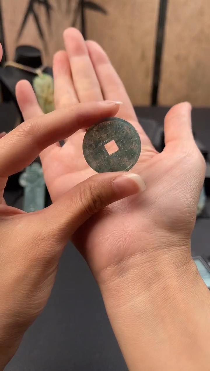 翡翠未镶嵌吊坠(不含链)翡翠危料山鬼铜钱SHCC300