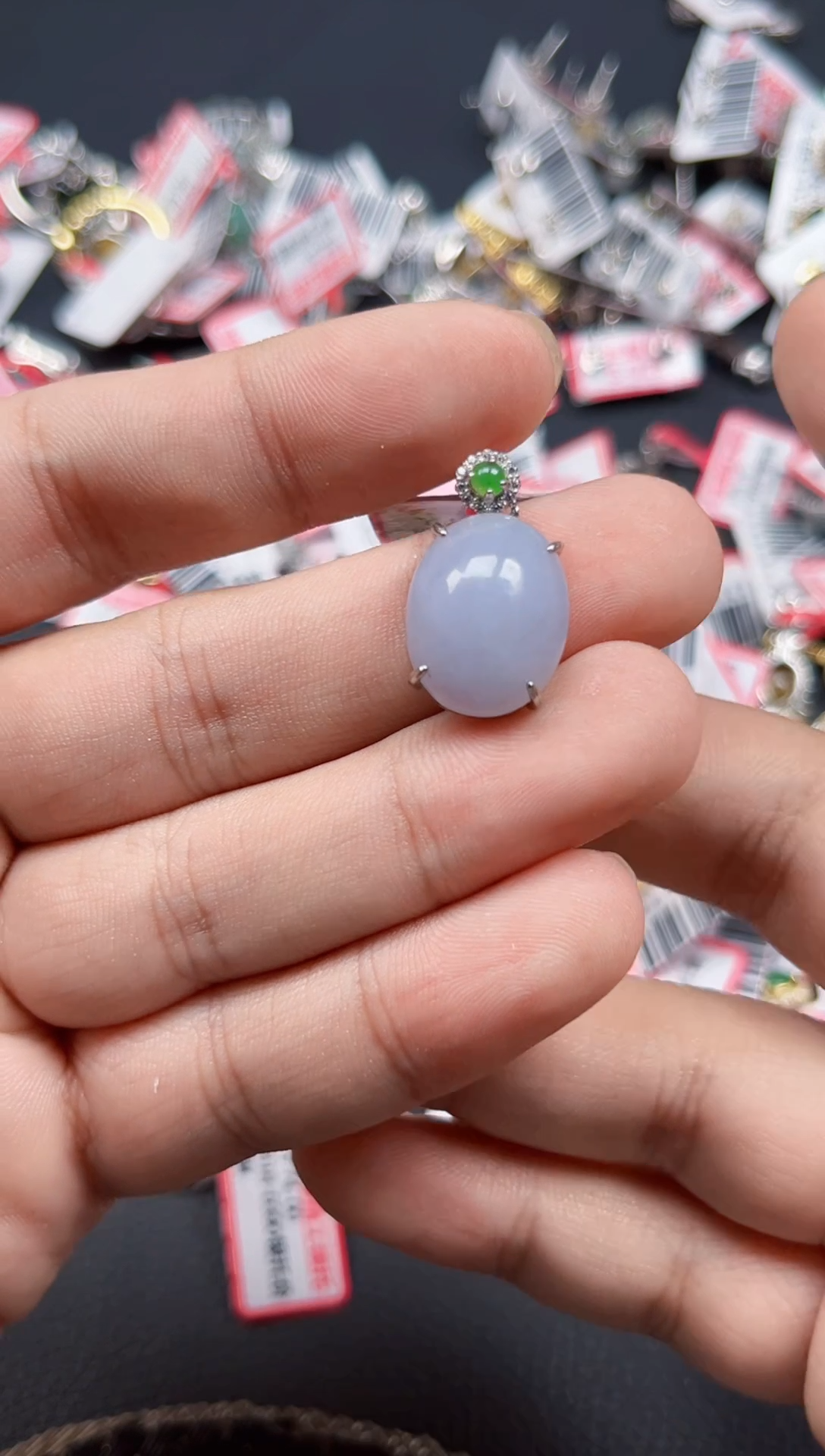 银S925镶嵌戒指翡翠天然A货缅甸翡翠