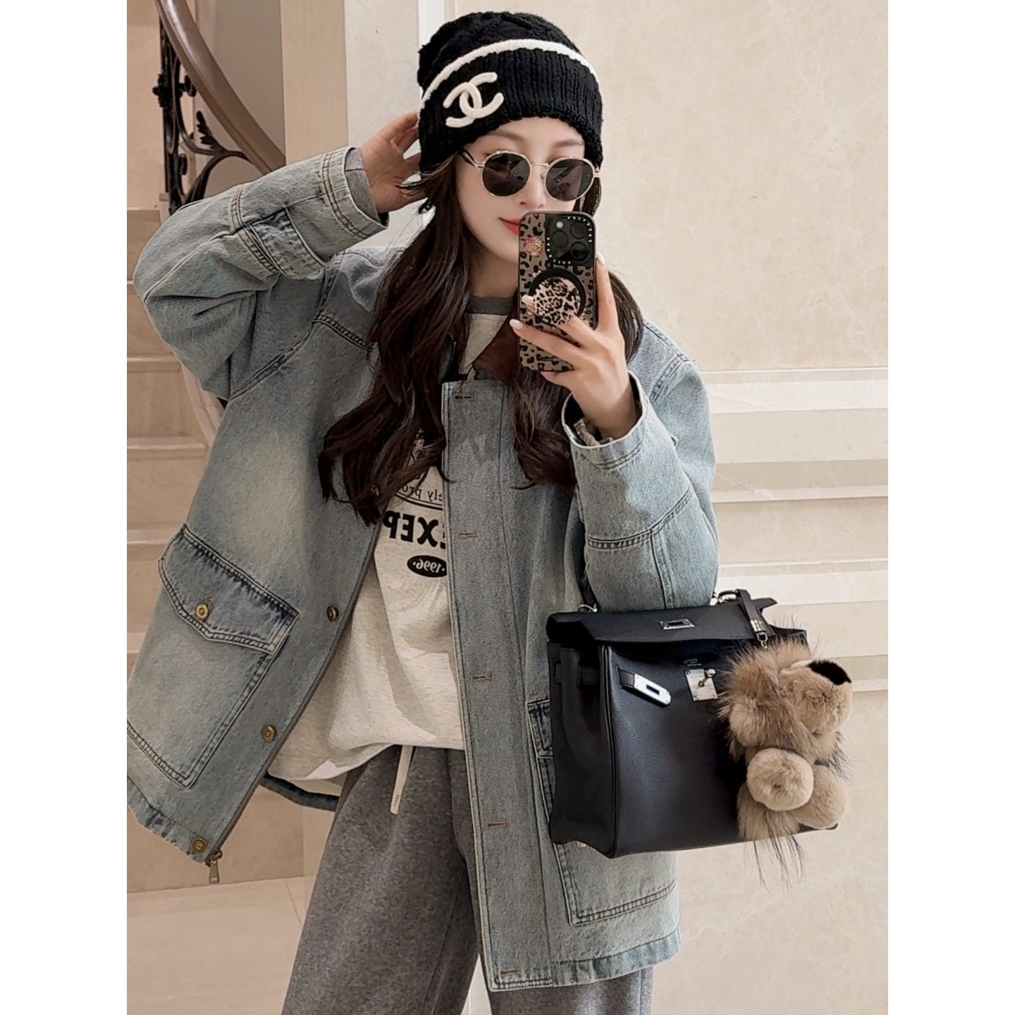 【曼文kiki】“旅途行者”复古工装牛仔鹅绒外套 25Q1277