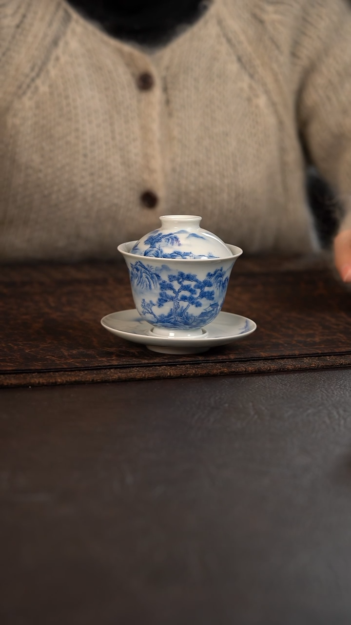 【闪购商品】杯聚澜堂重工山水三才小盖碗