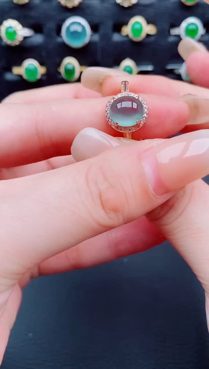 翡翠戒指银S925镶嵌天然a货翡翠22