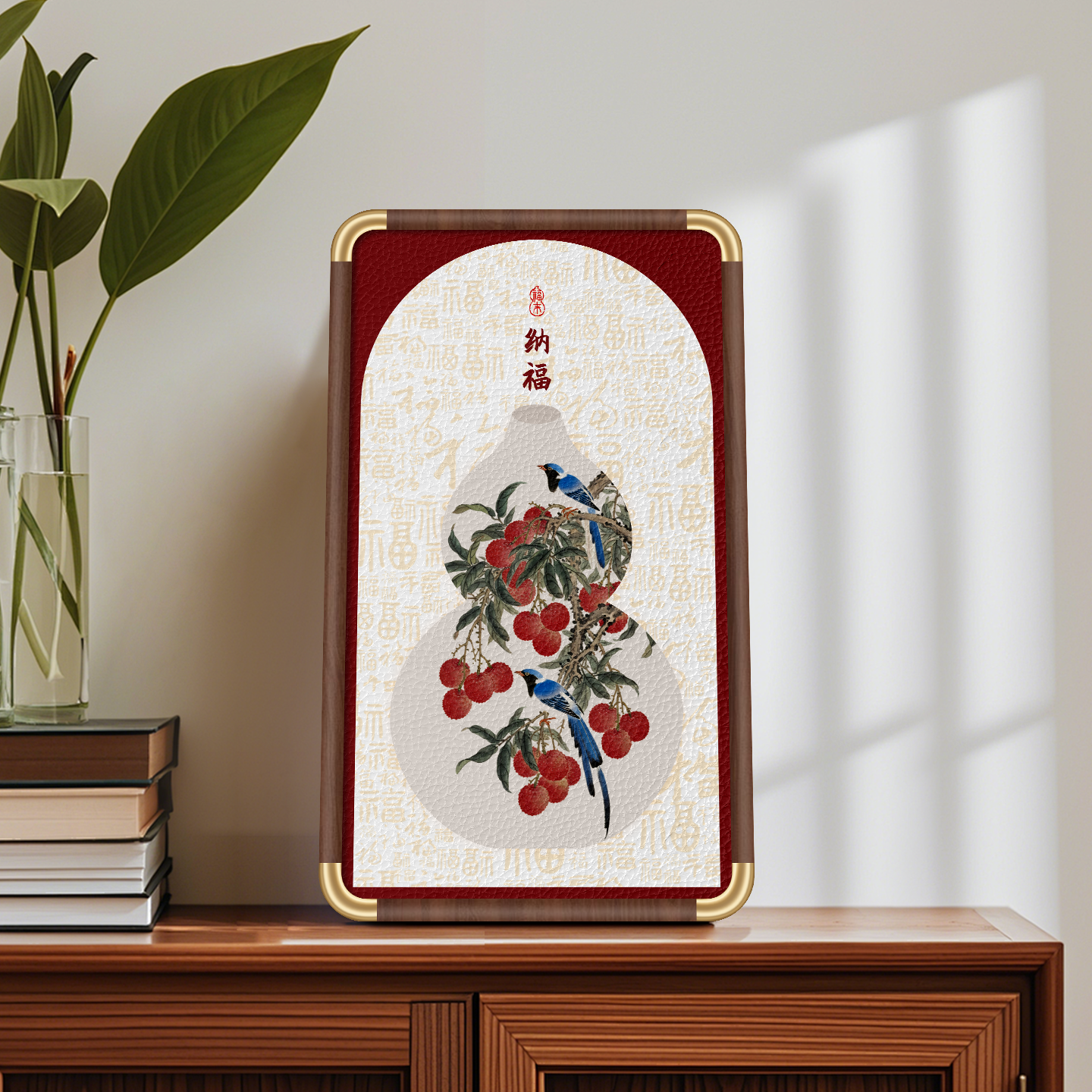 JHU32新中式迎祥纳福挂画入户玄关客厅装饰画葫芦聚财图U