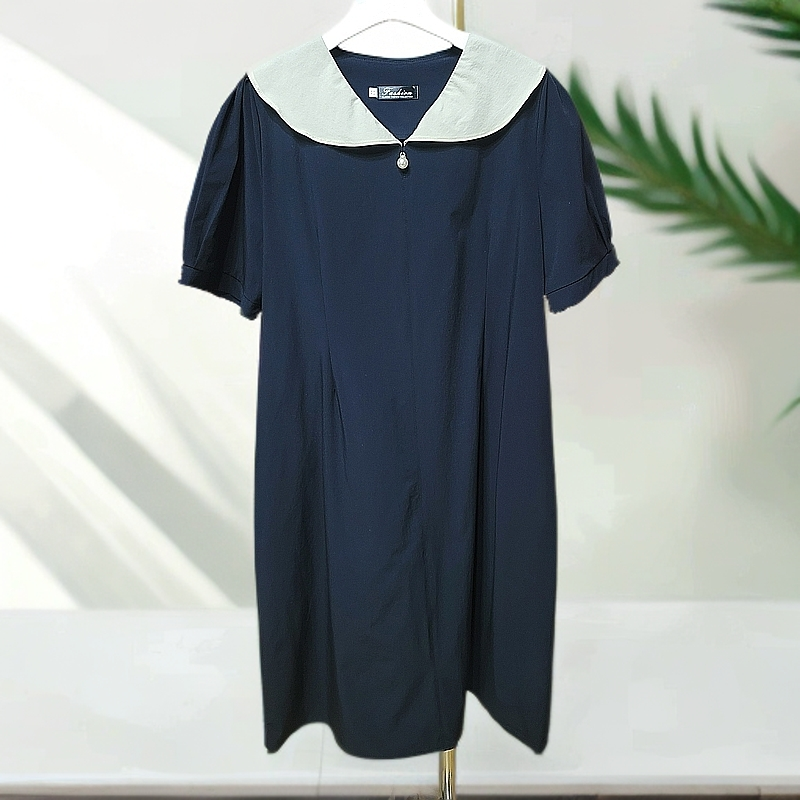 东大门女装夏季速干荷叶领减龄舒适宽松连衣裙