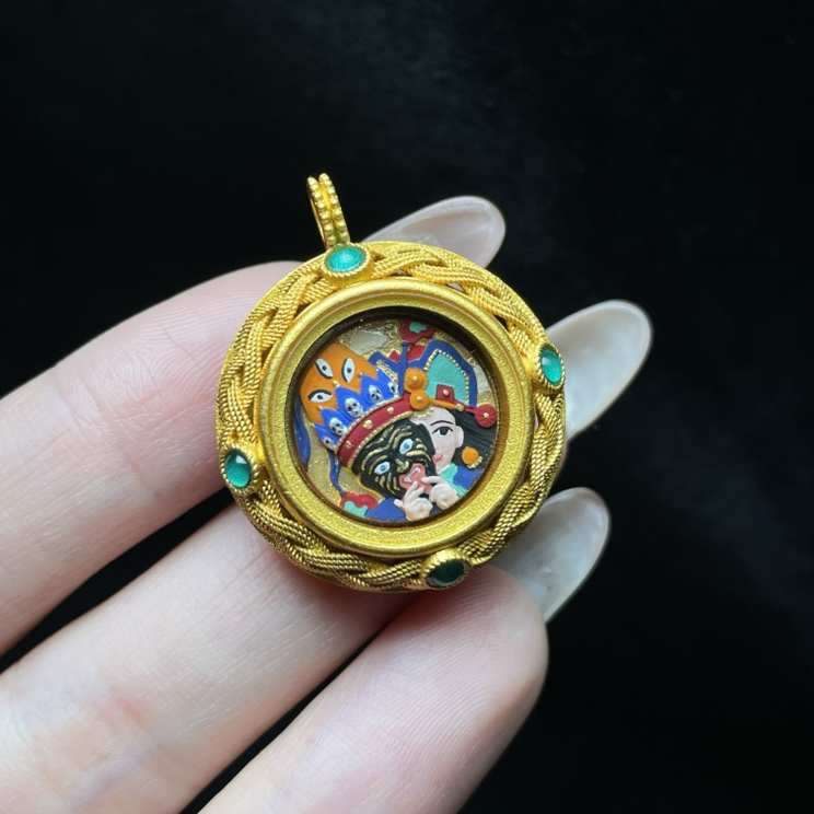 【曹美丽精选】H16010-唐卡吊坠（前世今生）-多样性发其一-24×8mm