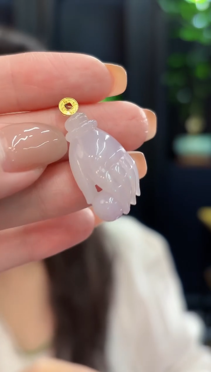 吊坠(不含链)18K金镶嵌翡翠缅甸A货/多样性发货/一件