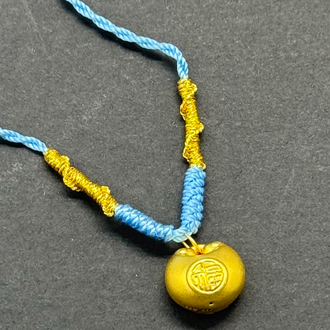 金邮送福 足金小胖福系列 搭配手工编绳吊坠