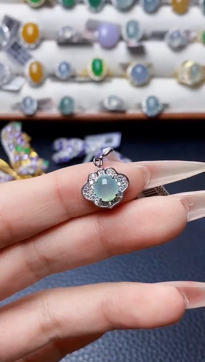 银S925镶嵌戒指翡翠3708