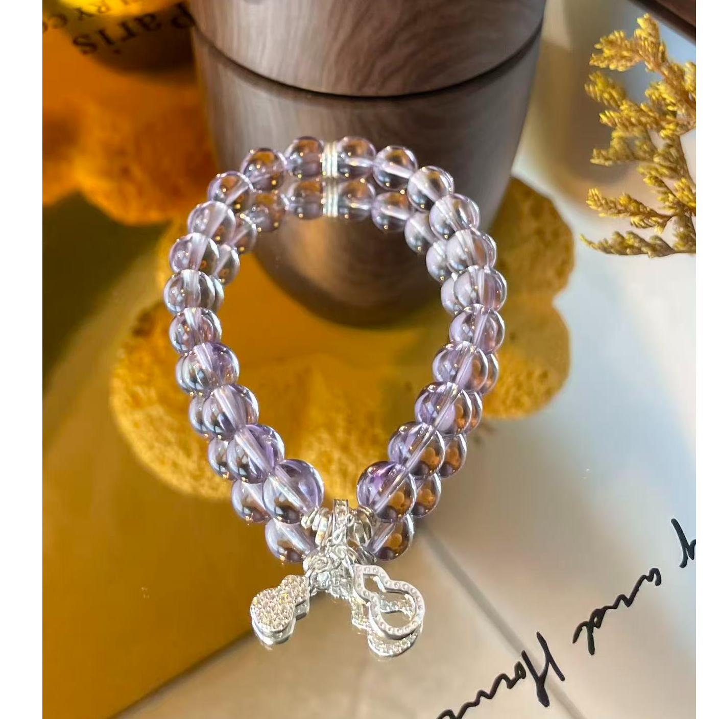 《极星》天然玻利维亚紫水晶银饰品单圈手串