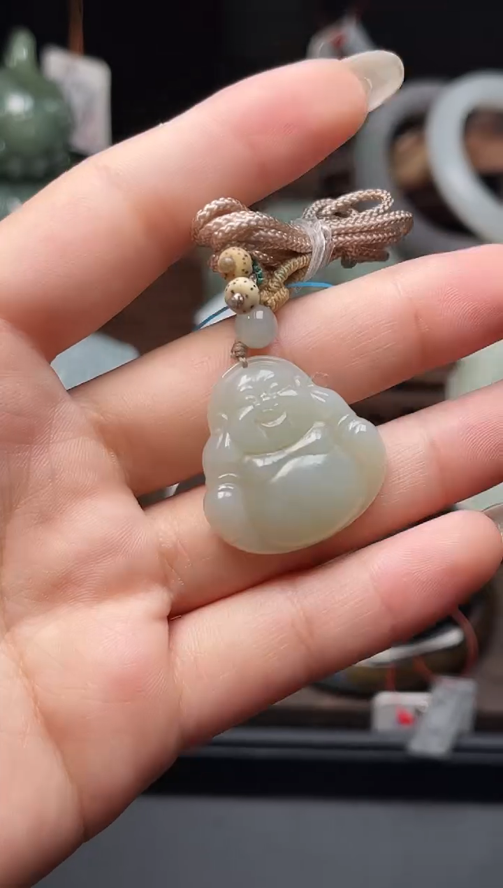 和田玉未镶嵌吊坠(不含链)且末青白 佛公9003812