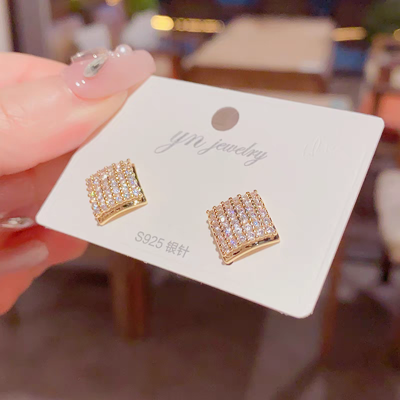 【71】方形满钻气质耳环耳款耳钉女高级感耳环批发