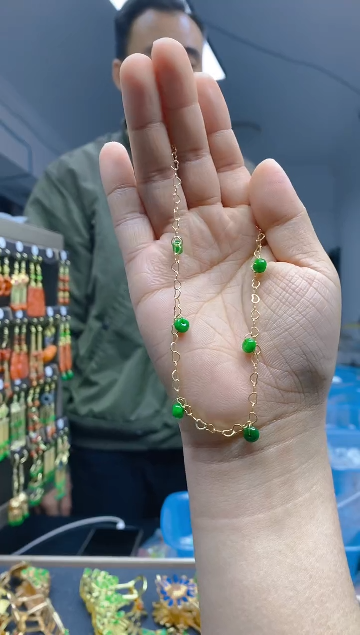 【闪购商品】翡翠耳饰合金286翡翠脚链