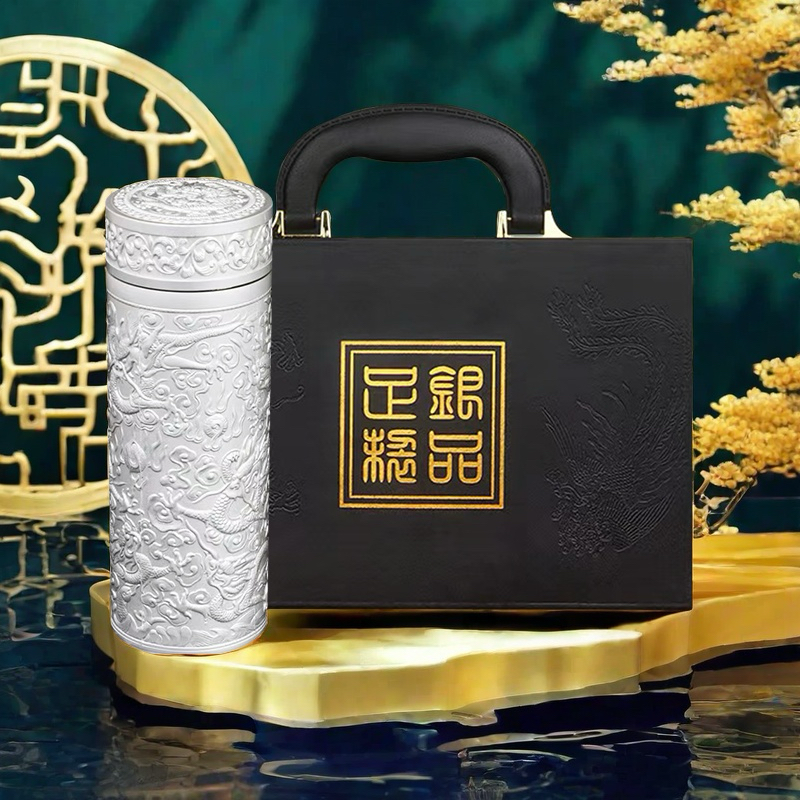 高档精美九龙杯银杯家用水杯子高端礼品商务银离子保温杯礼盒装