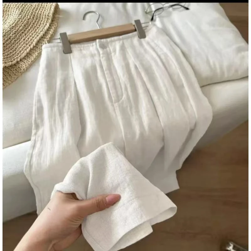 【早拍早发+运费险】高腰莱赛尔亚麻阔腿裤夏季慵懒风垂感显瘦长裤