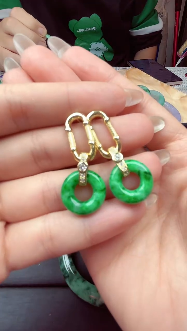 【闪购商品】翡翠耳饰银S925镶嵌耳饰