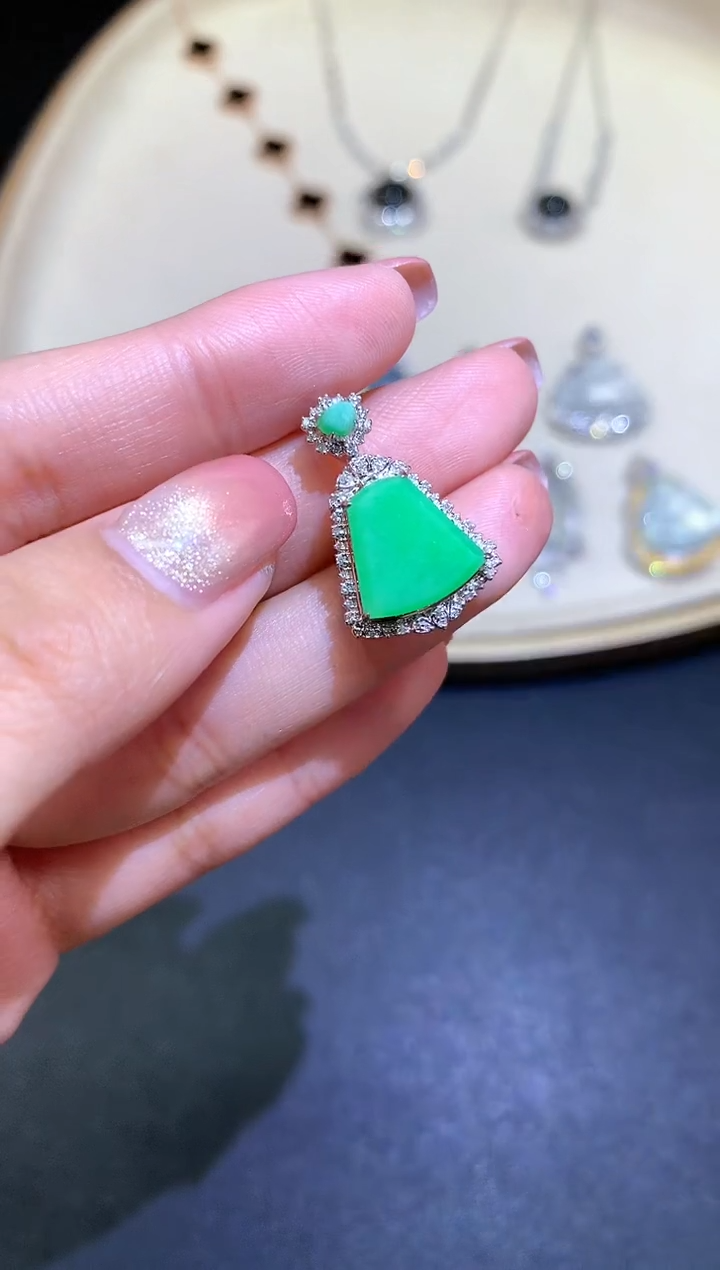 翡翠18K金镶嵌吊坠(不含链)吊坠A345|4980