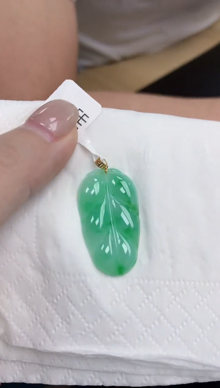 【闪购商品】翡翠颈饰18K金镶嵌天然缅甸翡翠A货