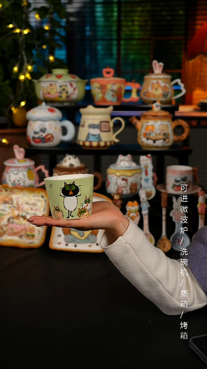 陶瓷无盖款景德镇高温釉下彩纯手绘创意瓷