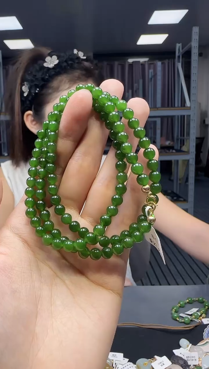 和田玉18K金镶嵌挂件1