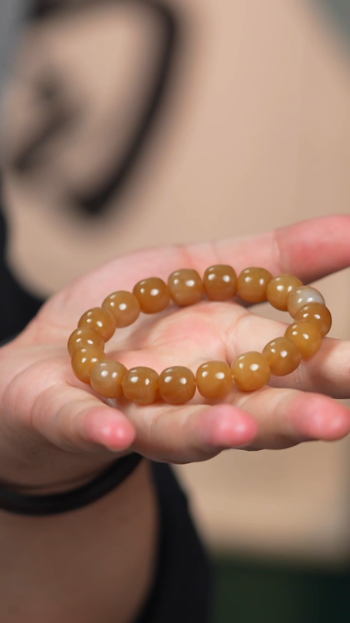 未镶嵌手链和田玉12mm糖白