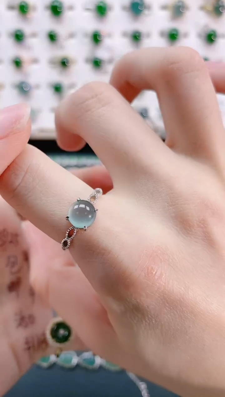 【闪购商品】翡翠戒指银S925镶嵌天然翡翠