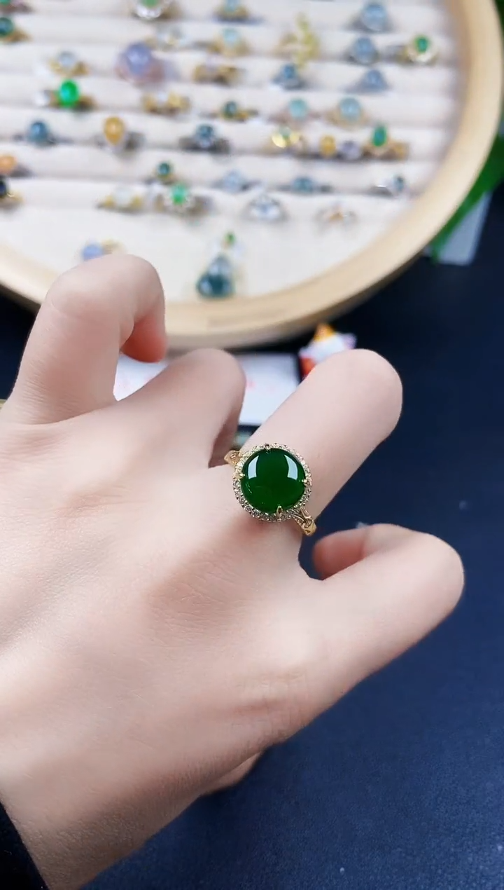 【闪购商品】翡翠戒指银S925镶嵌14141411