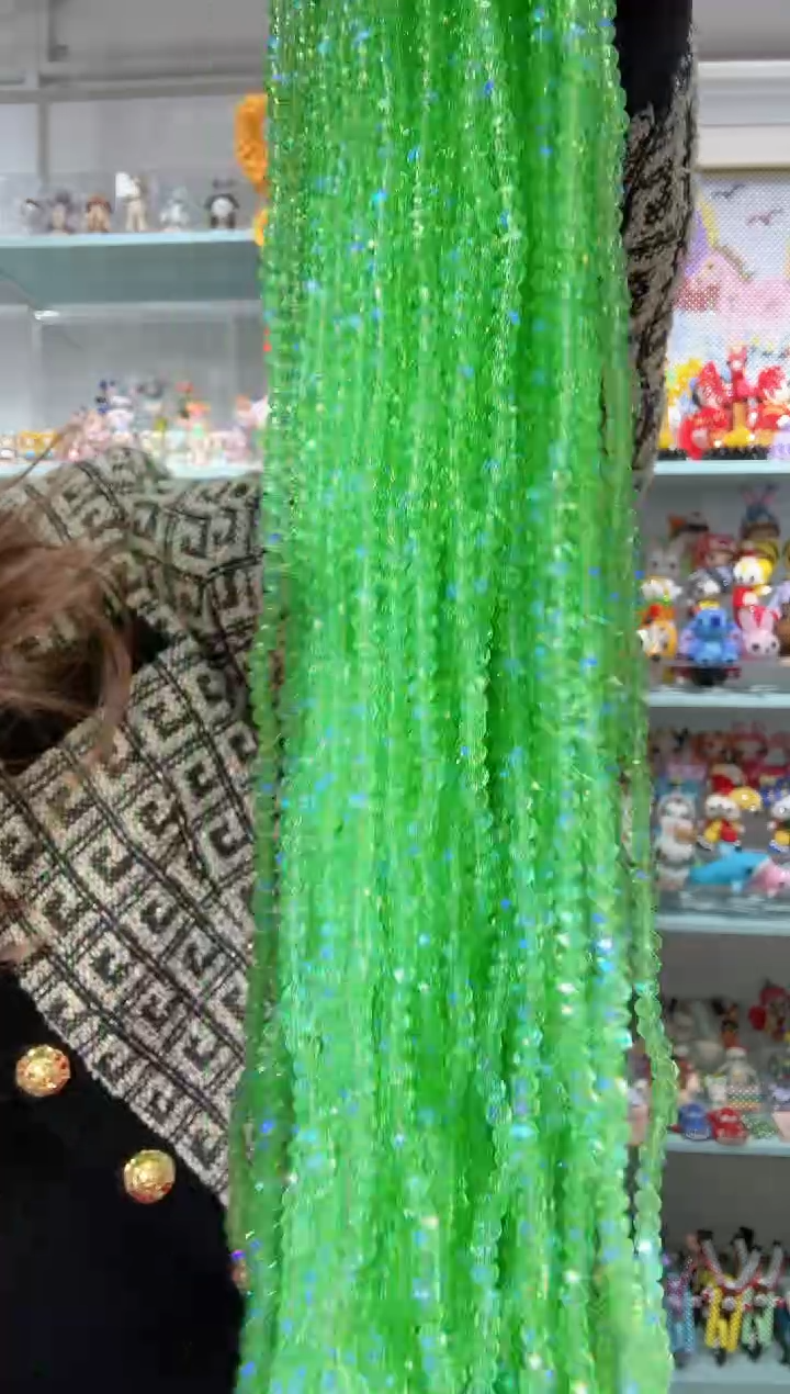 玻璃0331卡4水晶扁10条微光彩果绿色