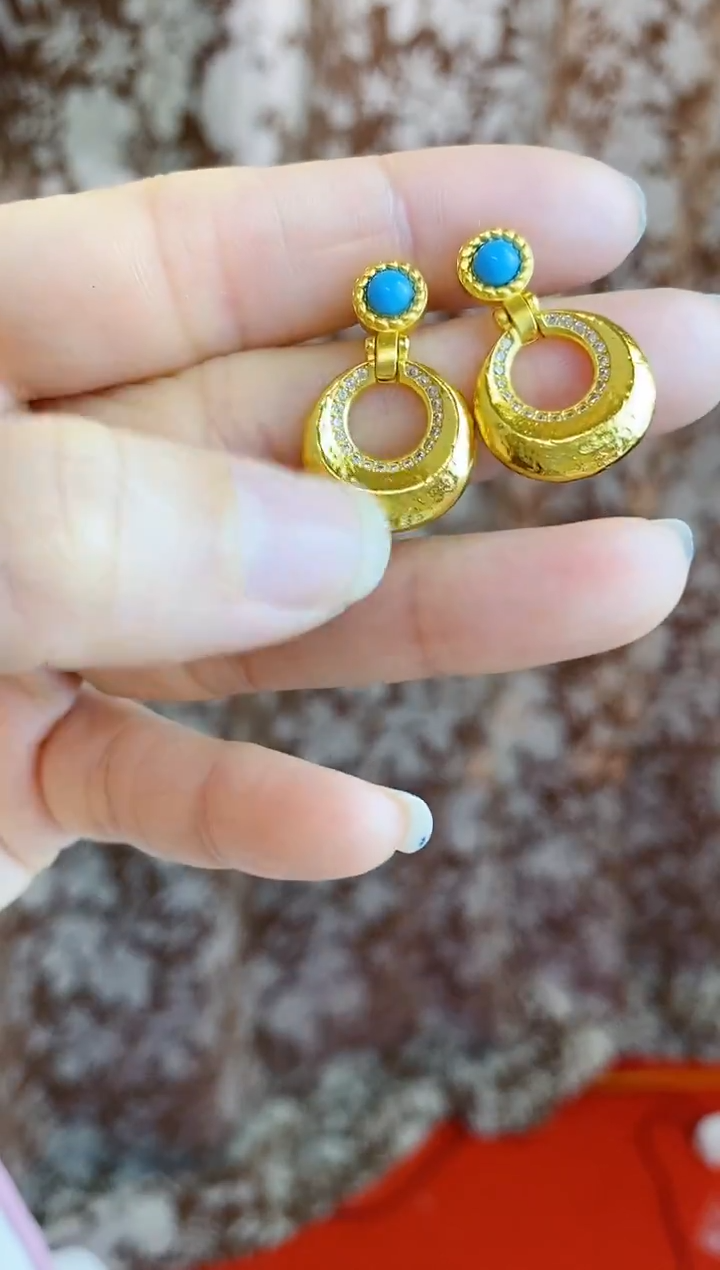 合金无007锤纹耳坠