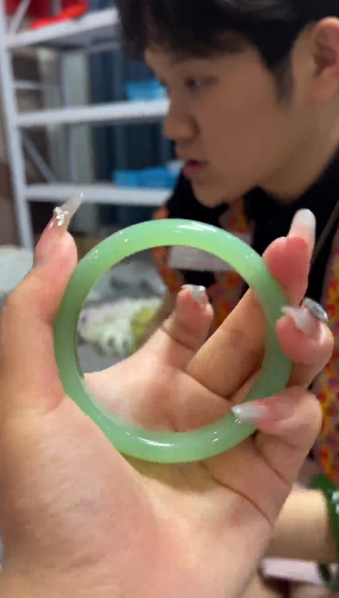 和田玉手镯未镶嵌青提正圈59